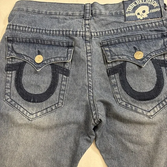 JEANS TRUE STRAIGHT RELIGION MEN 36X34 VTGSTYLE 24-870BRBTE Skull PATCH USA